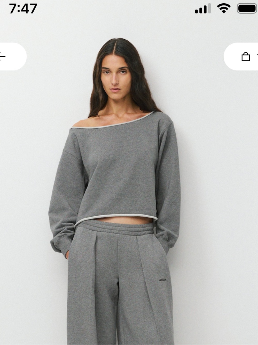 Aritzia Terry Sweatfleece Perfect Off Shoulder Top